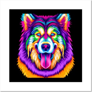 Malamute Trippy Tribal Sled Dog Design Posters and Art